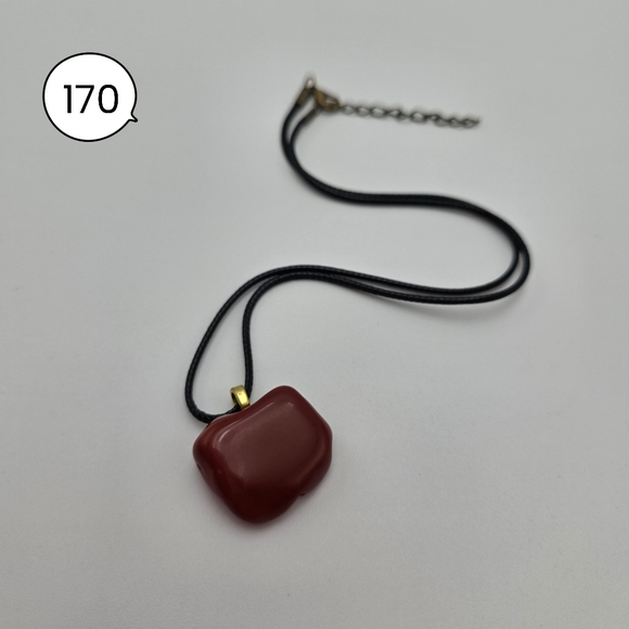 Handmade Red Jasper Stone Pendant Necklace with Black Cord - Picture 2 of 4